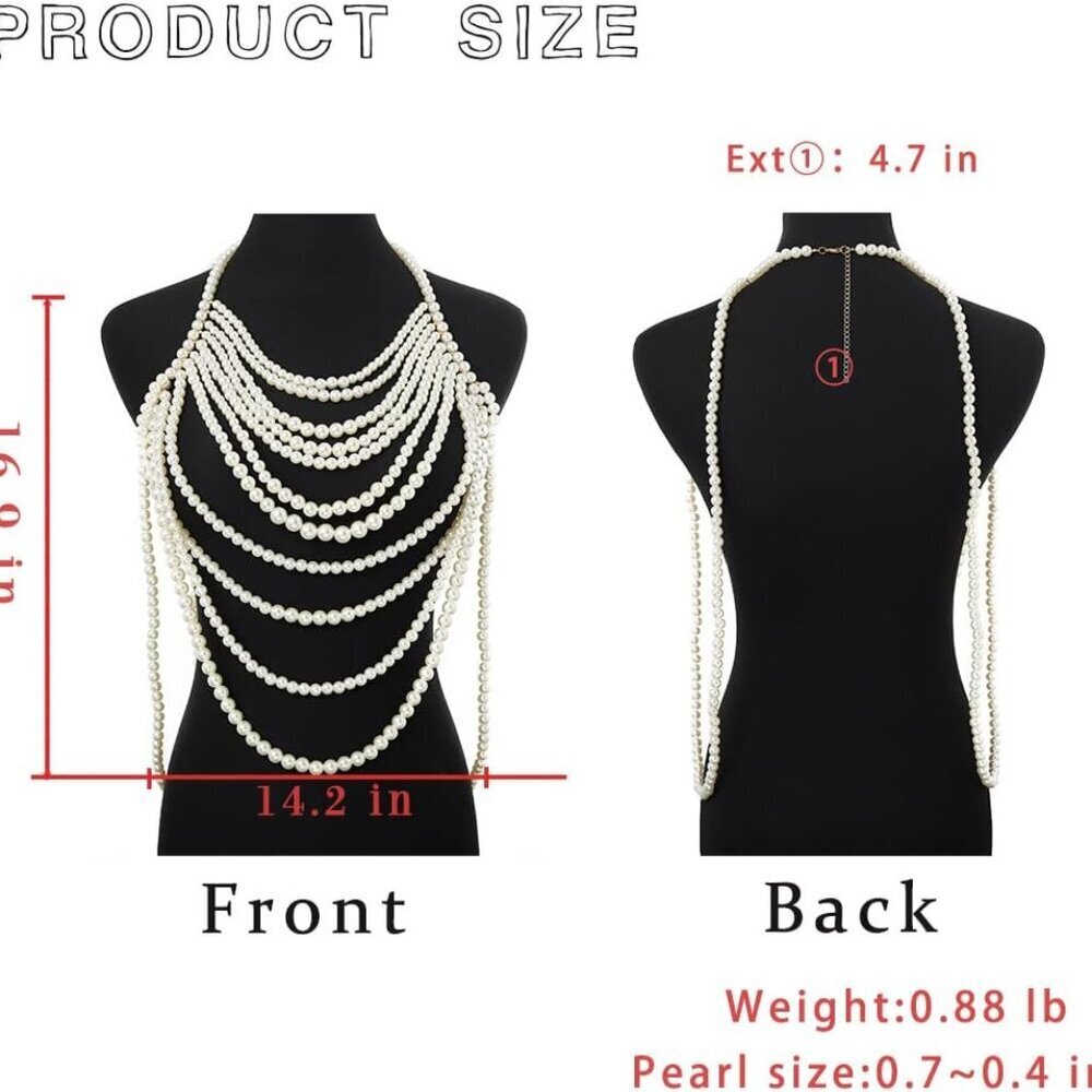 Pearl Body Chain Women Jewelry Adjustable Chic Festival Party Wear - Picture 6 of 6